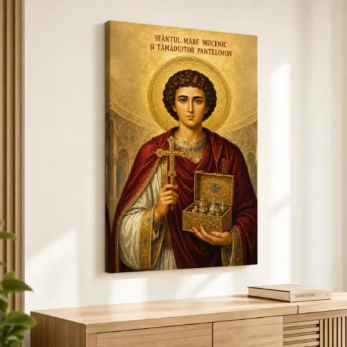 Icoana Sfântul Mare Mucenic și Tămăduitor Pantelimon Tablou Canvas Ortodox