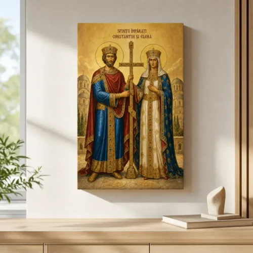 Icoana Sfinții Împărați Constantin și Elena Tablou Canvas Ortodox