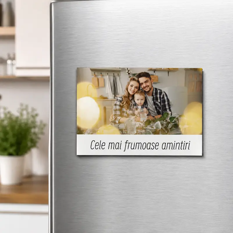 Magnet Personalizat cu 3 poze Mesaj pentru Nași 10x15