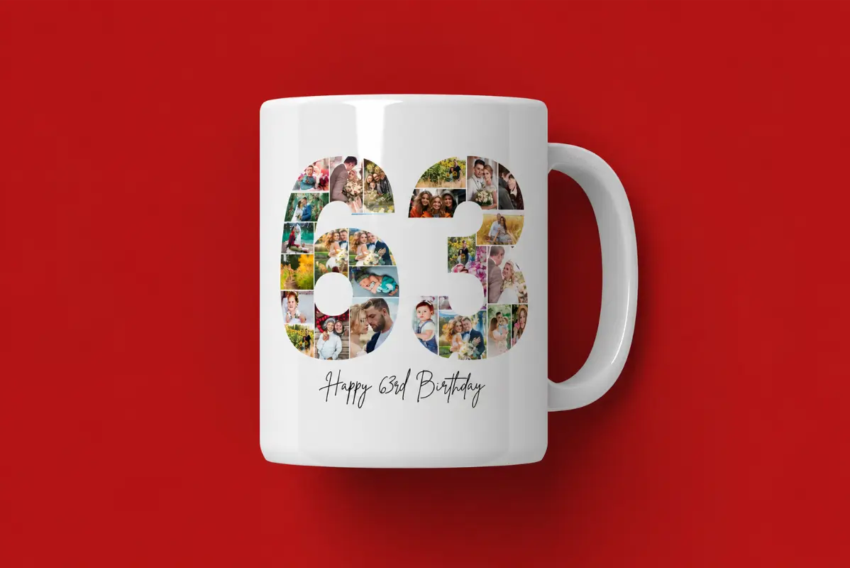 Cană Personalizată Colaj Aniversare 63 de ani