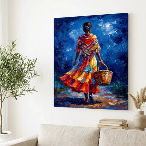 Tablou Canvas Femeie Africană - Pași în Culorile Vieții