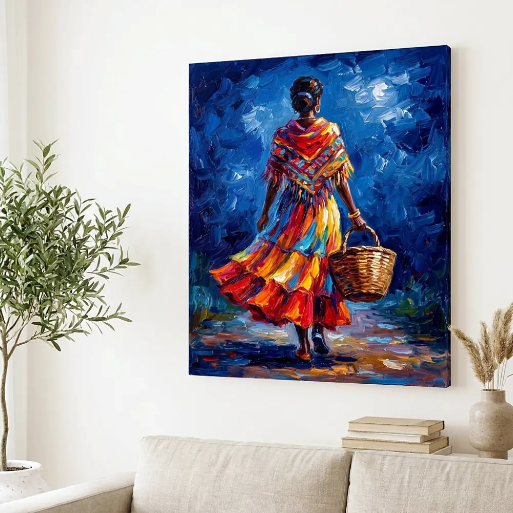 Tablou Canvas Femeie Africană - Pași în Culorile Vieții