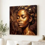 Tablou Canvas Femeie Africană - Vis de Ciocolată și Aur