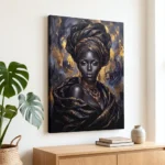 Tablou Canvas Femeie Africană - Zeița de Abanos și Aur