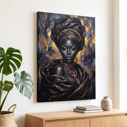 Tablou Canvas Femeie Africană - Zeița de Abanos și Aur