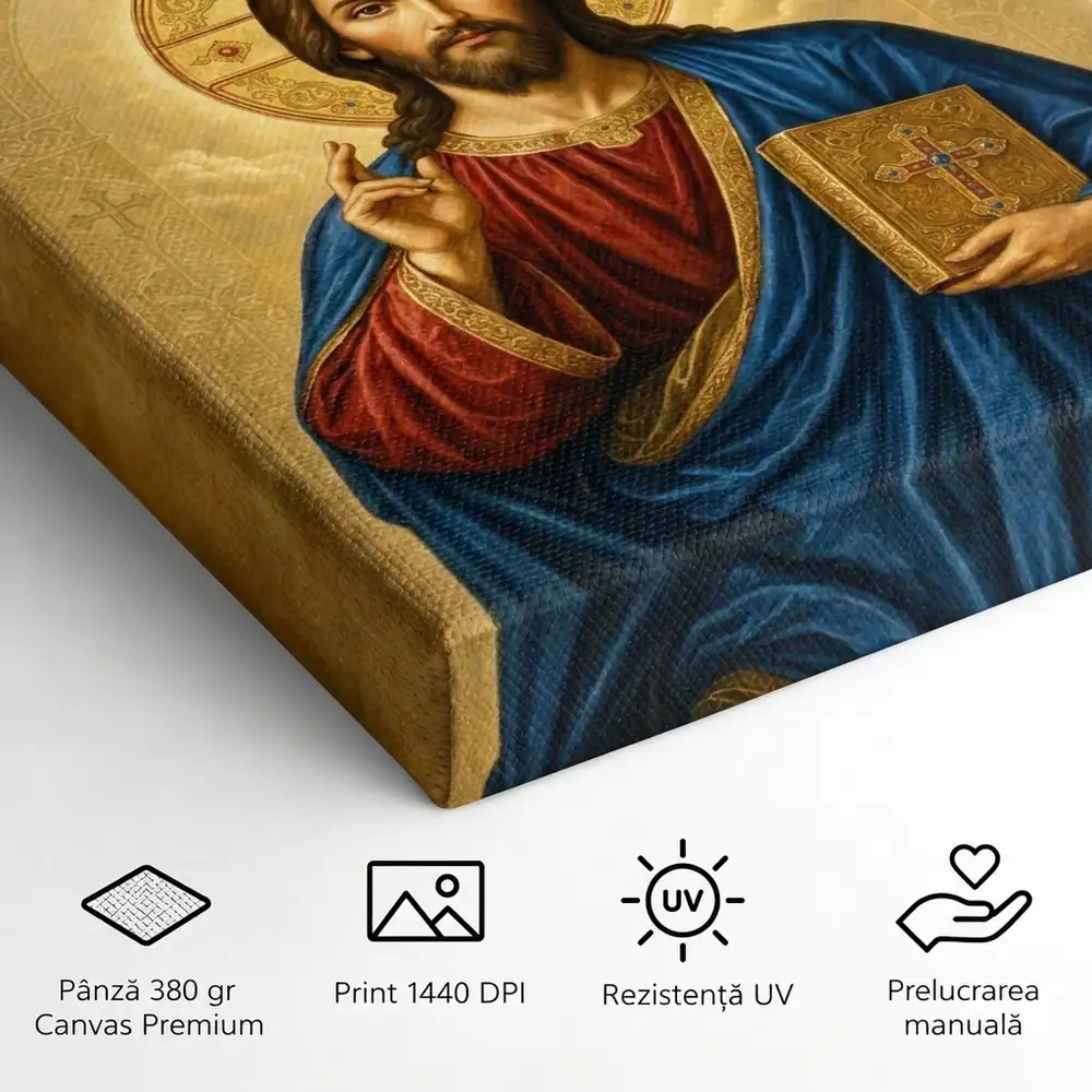 Icoana Iisus Hristos Binecuvântând Tablou Canvas Ortodox – detalii și specificații