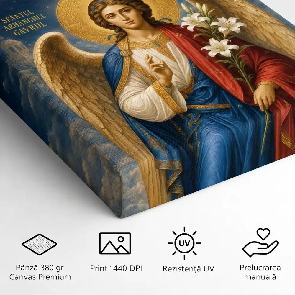 Icoana Sfântul Arhanghel Gavriil Tablou Canvas Ortodox – detalii și specificații
