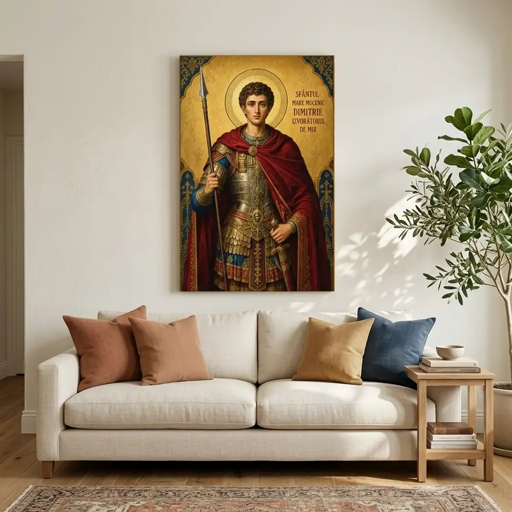 Icoana Sfântul Mare Mucenic Dimitrie Izvorâtorul de Mir Tablou Canvas Ortodox – tablou canvas în decor