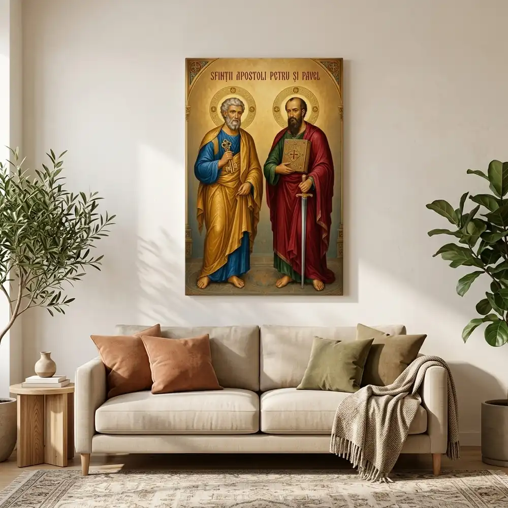 Icoana Sfinții Apostoli Petru și Pavel Tablou Canvas Ortodox – tablou canvas în decor