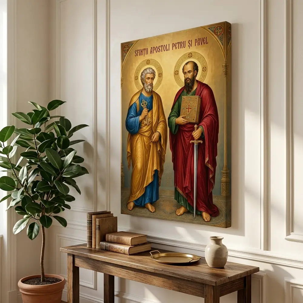 Icoana Sfinții Apostoli Petru și Pavel Tablou Canvas Ortodox – tablou canvas în decor