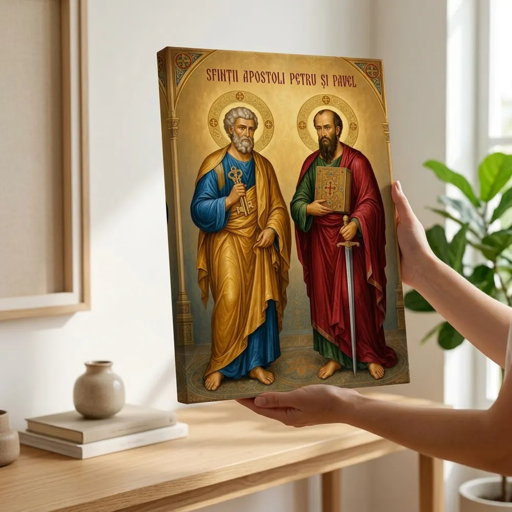 Icoana Sfinții Apostoli Petru și Pavel Tablou Canvas Ortodox – tablou canvas în decor