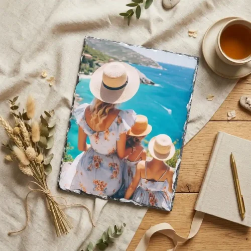 Piatră de ardezie verticală personalizată cu o poză – placă de ardezie personalizată în decor