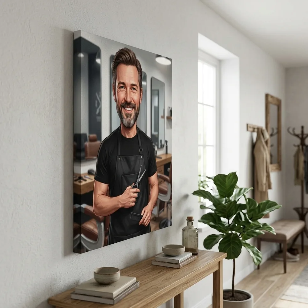 Tablou Canvas Caricatură Frizer – tablou canvas în decor
