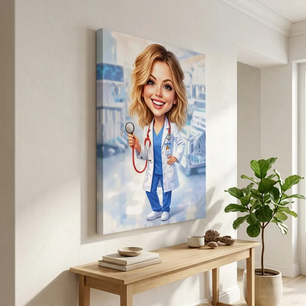 Tablou Canvas Caricatură Medic – tablou canvas în decor