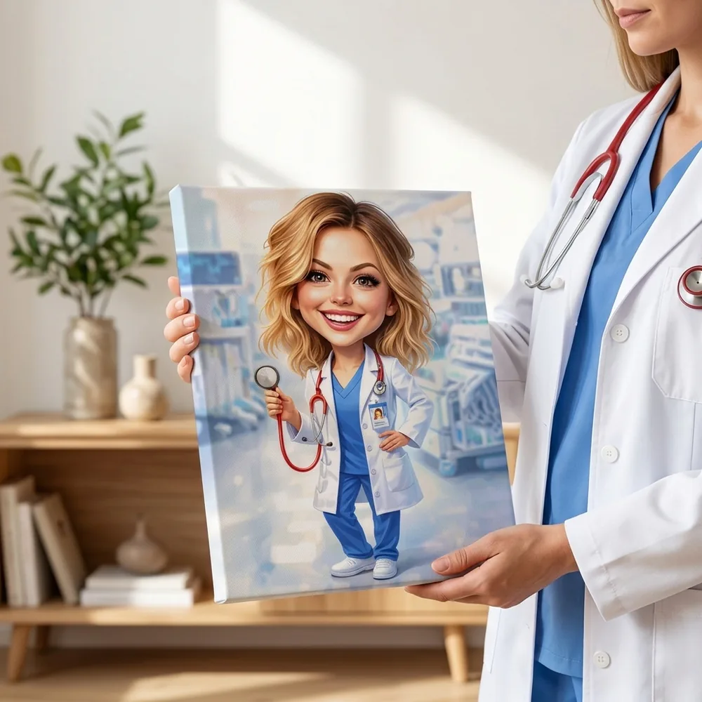Tablou Canvas Caricatură Medic – tablou canvas în decor