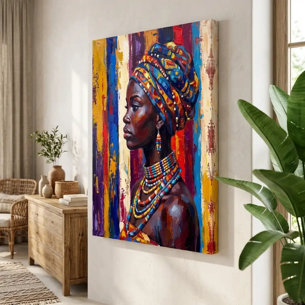 Tablou Canvas Femeie Africană – Eleganță Tribală – tablou canvas în decor