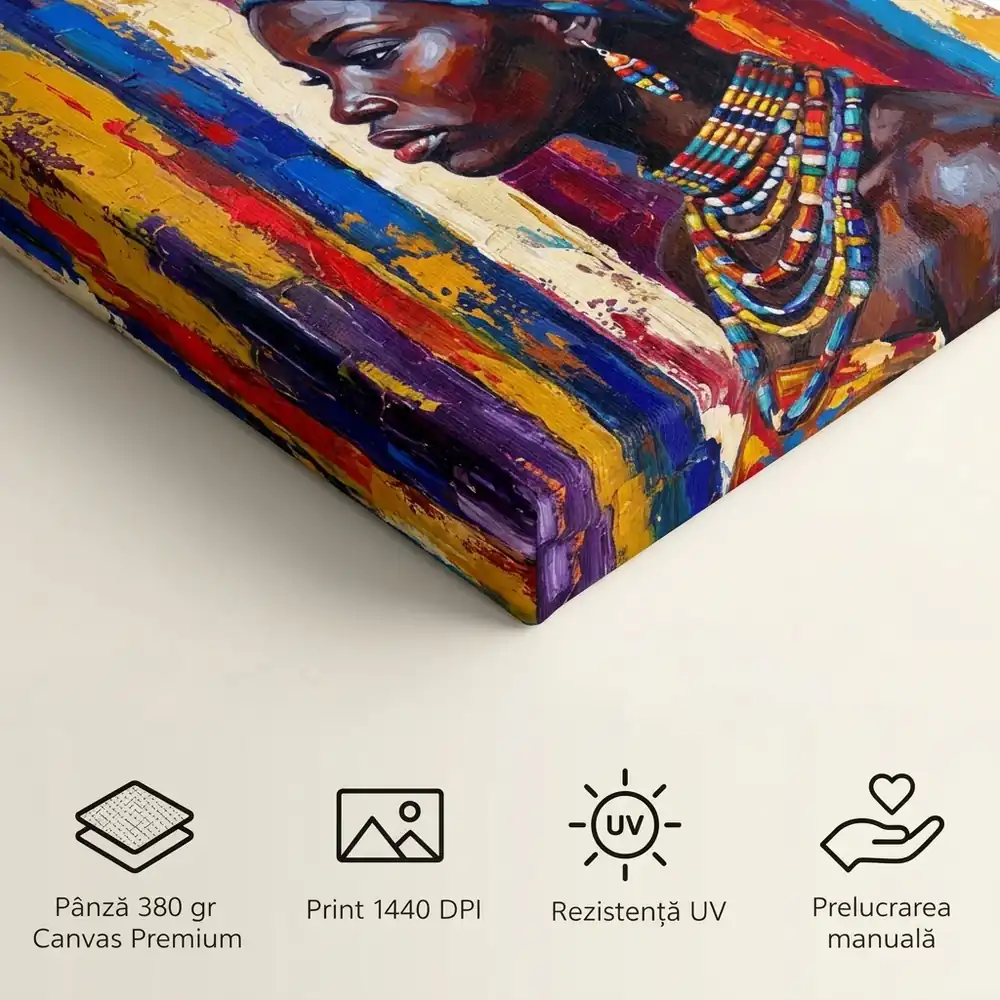 Tablou Canvas Femeie Africană – Eleganță Tribală – detalii și specificații