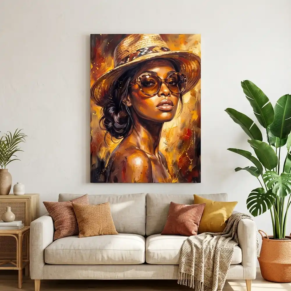 Tablou Canvas Femeie Africană – Golden Diva – tablou canvas în decor