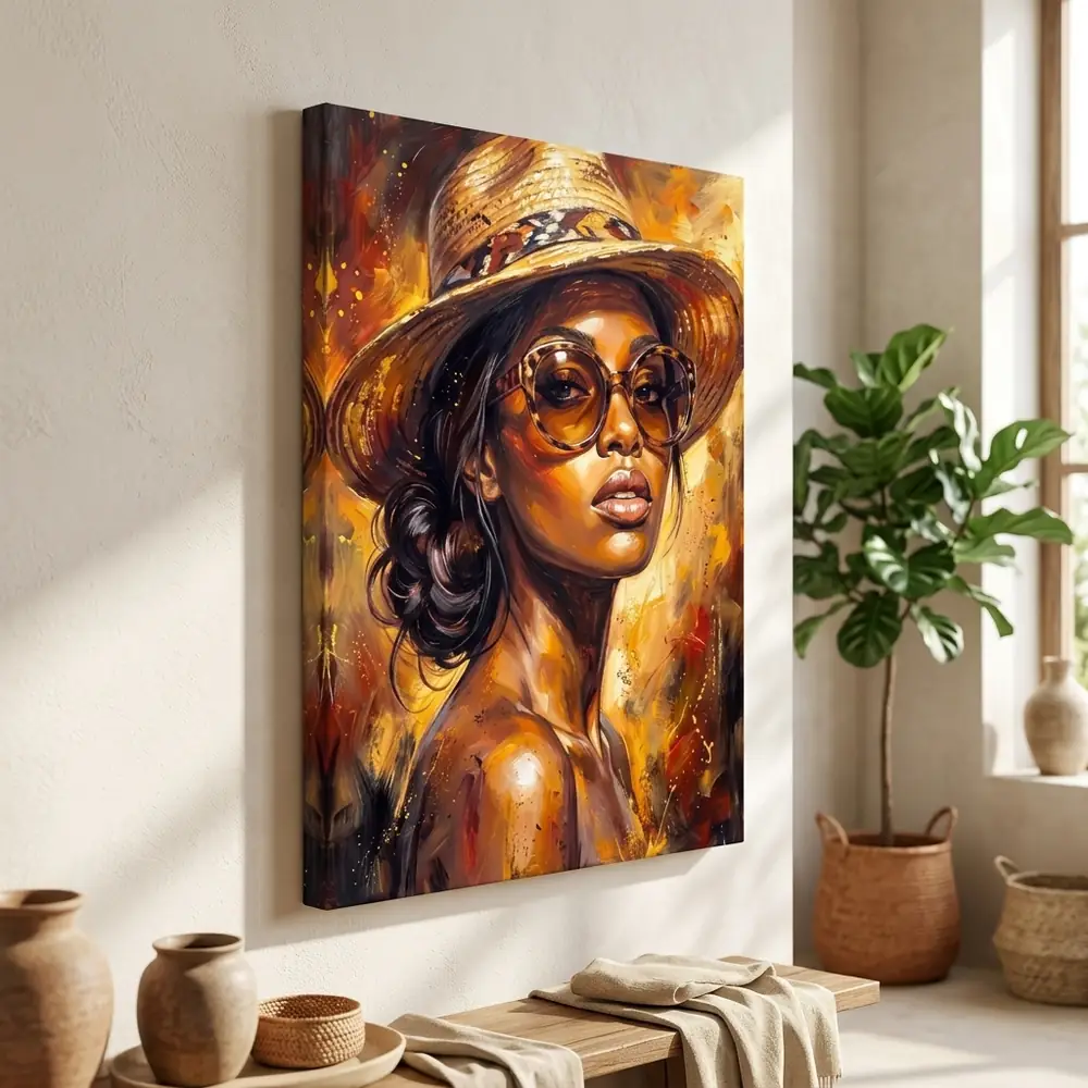 Tablou Canvas Femeie Africană – Golden Diva – tablou canvas în decor
