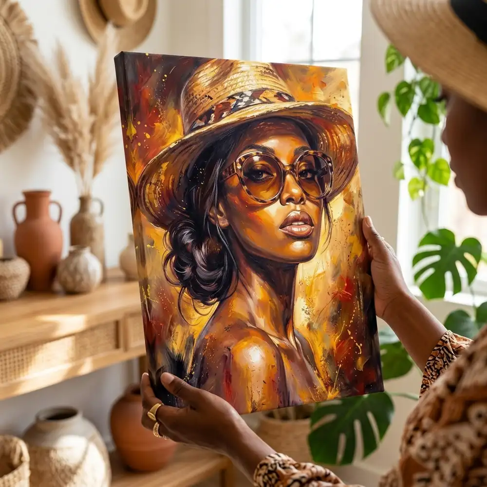 Tablou Canvas Femeie Africană – Golden Diva – tablou canvas în decor