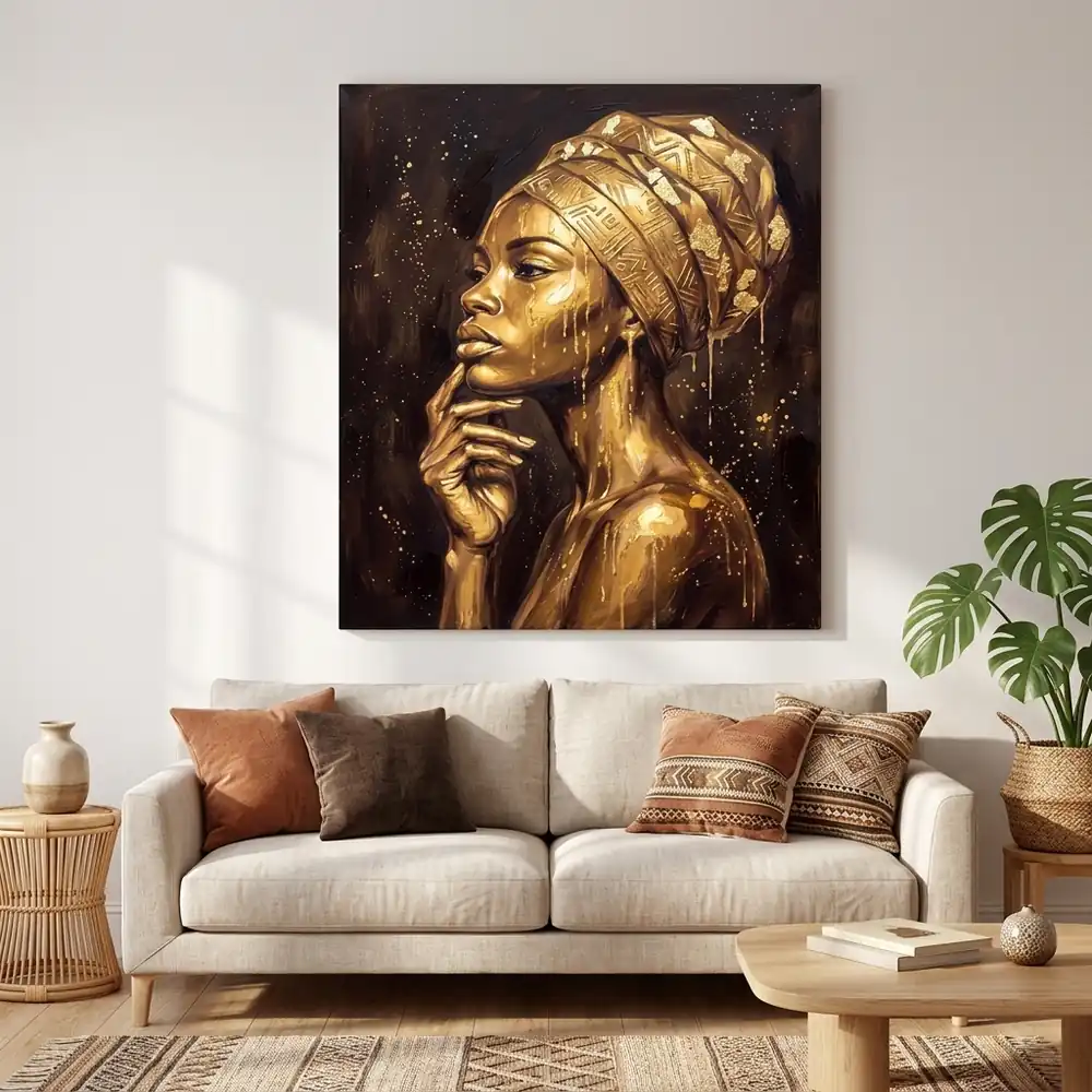 Tablou Canvas Femeie Africană – Regina de Aur – tablou canvas în decor