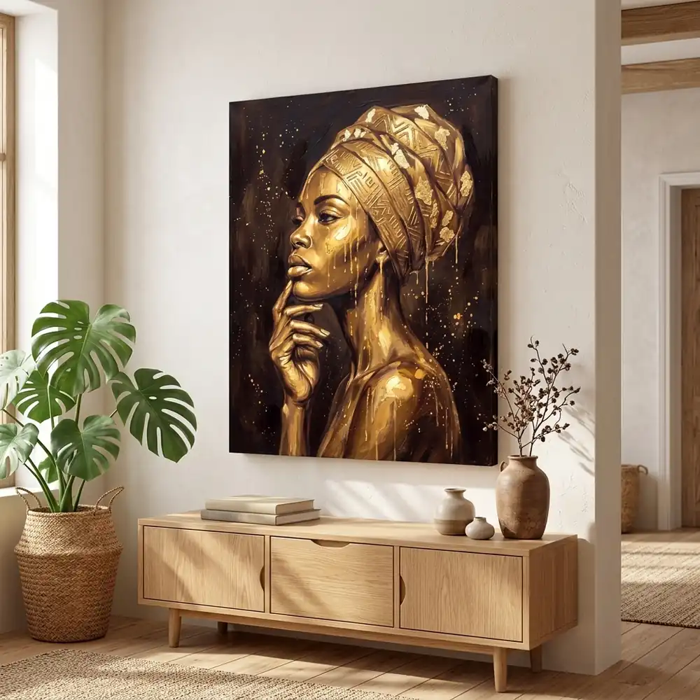 Tablou Canvas Femeie Africană – Regina de Aur – tablou canvas în decor