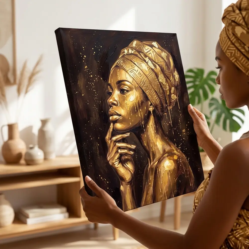 Tablou Canvas Femeie Africană – Regina de Aur – tablou canvas în decor