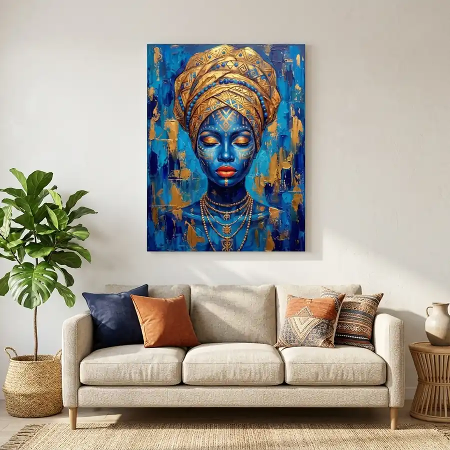 Tablou Canvas Femeie Africană – Regina de Safir – tablou canvas în decor