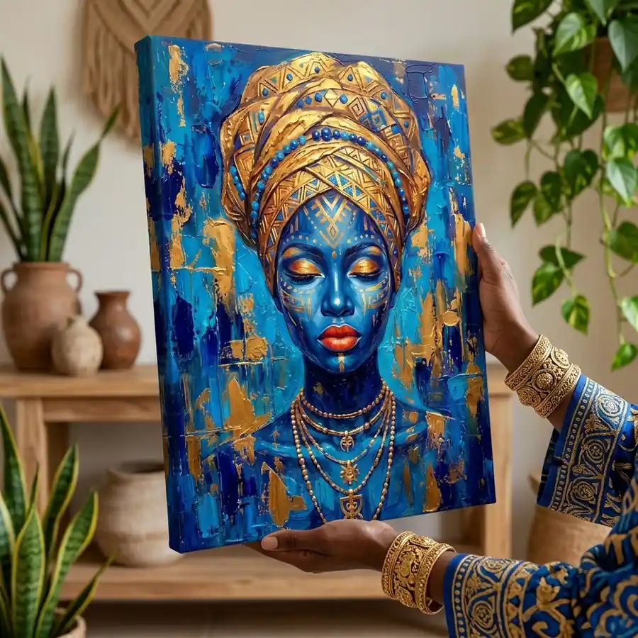 Tablou Canvas Femeie Africană – Regina de Safir – tablou canvas în decor