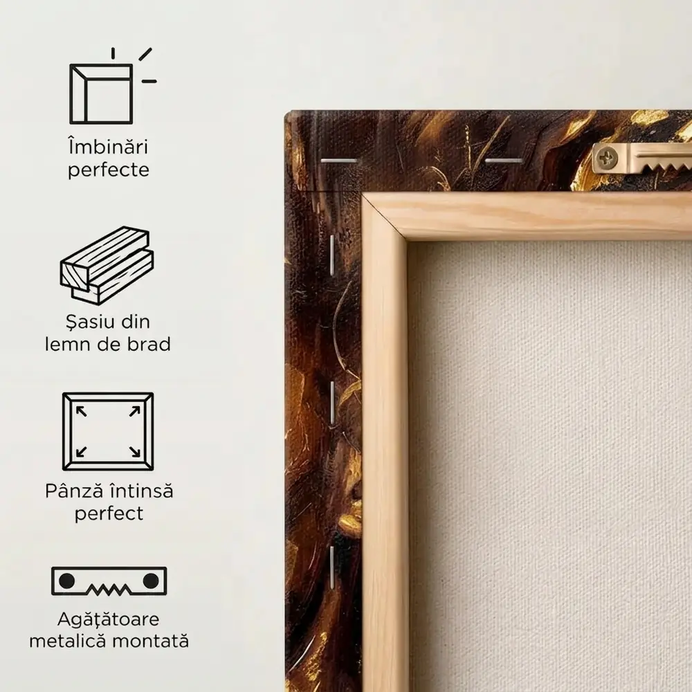 Tablou Canvas Femeie Africană – Vis de Ciocolată și Aur – detalii și specificații