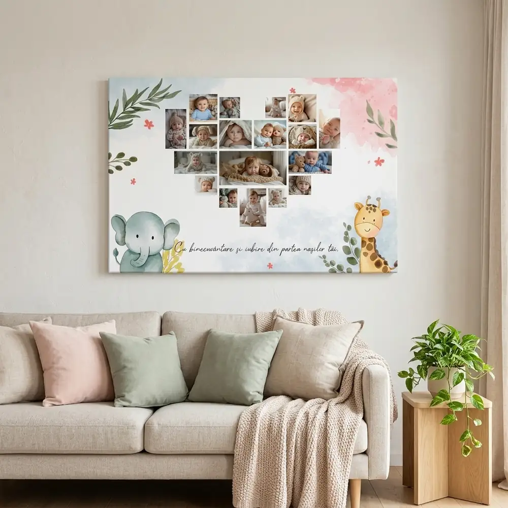 Tablou Canvas Personalizat Colaj Botez – tablou canvas în decor