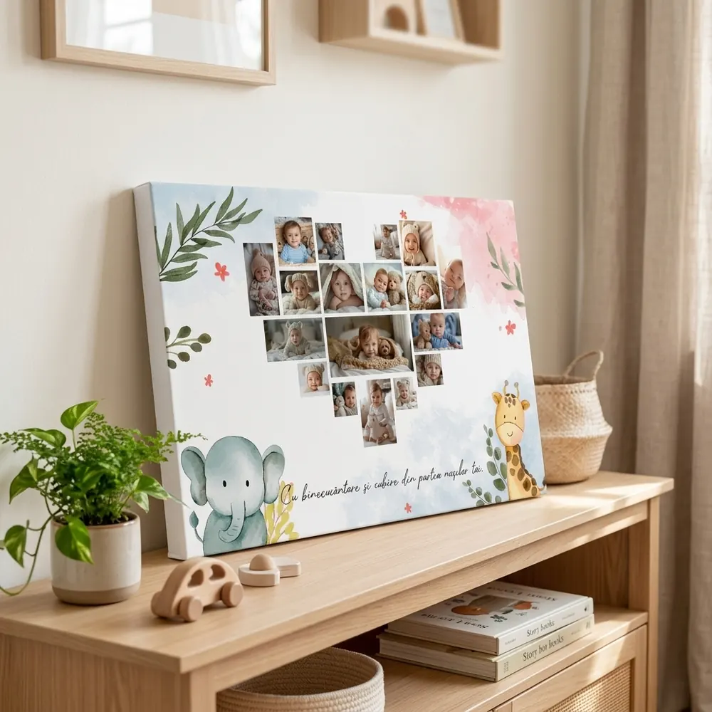 Tablou Canvas Personalizat Colaj Botez – tablou canvas în decor