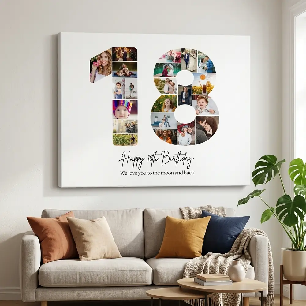 Tablou Personalizat Cadou Colaj Aniversare 18 ani – tablou canvas în decor