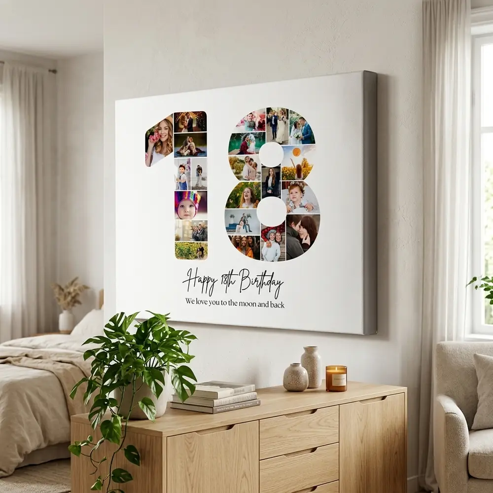 Tablou Personalizat Cadou Colaj Aniversare 18 ani – tablou canvas în decor