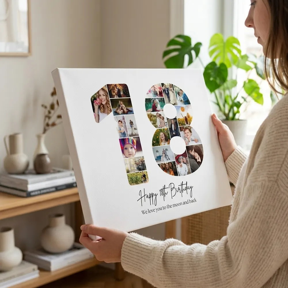 Tablou Personalizat Cadou Colaj Aniversare 18 ani – tablou canvas în decor
