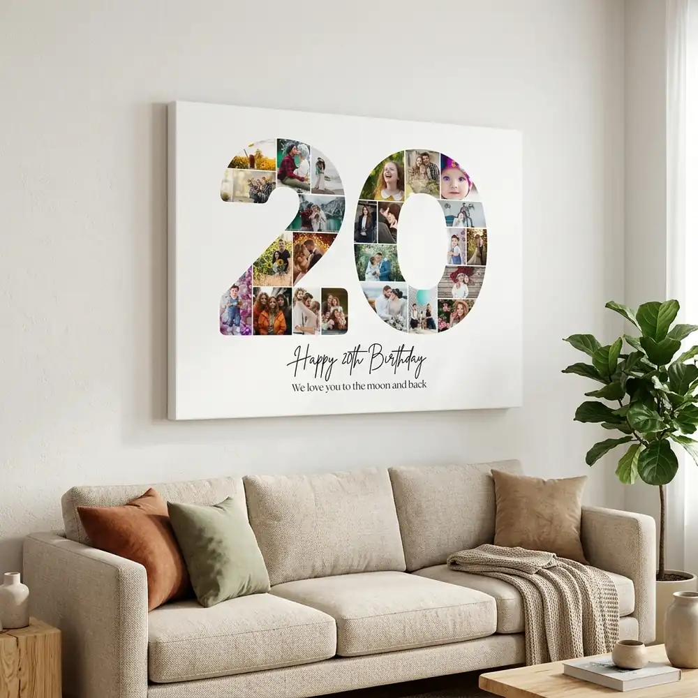 Tablou Personalizat Cadou Colaj Aniversare 20 de ani – tablou canvas în decor