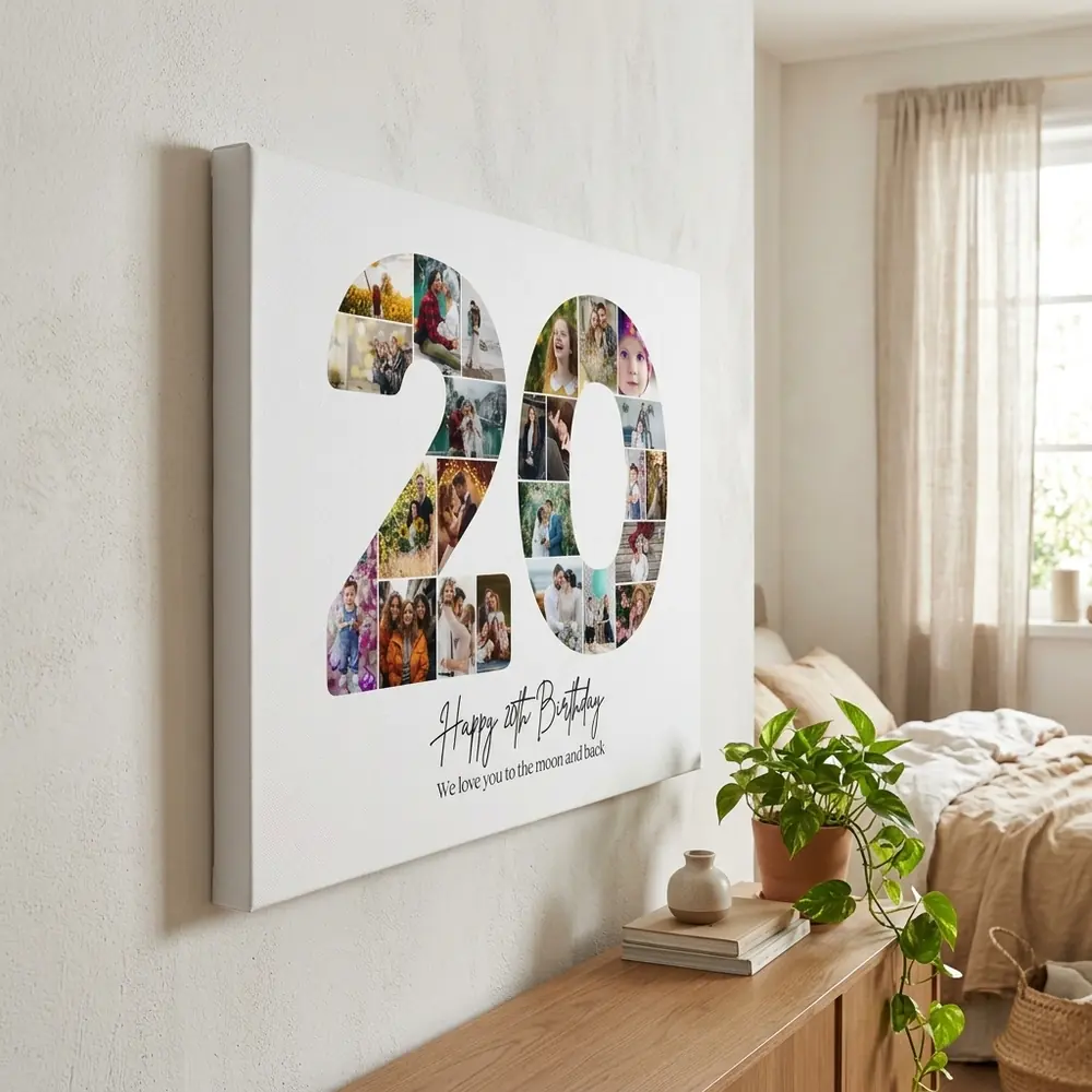Tablou Personalizat Cadou Colaj Aniversare 20 de ani – tablou canvas în decor