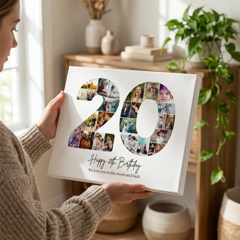 Tablou Personalizat Cadou Colaj Aniversare 20 de ani – tablou canvas în decor
