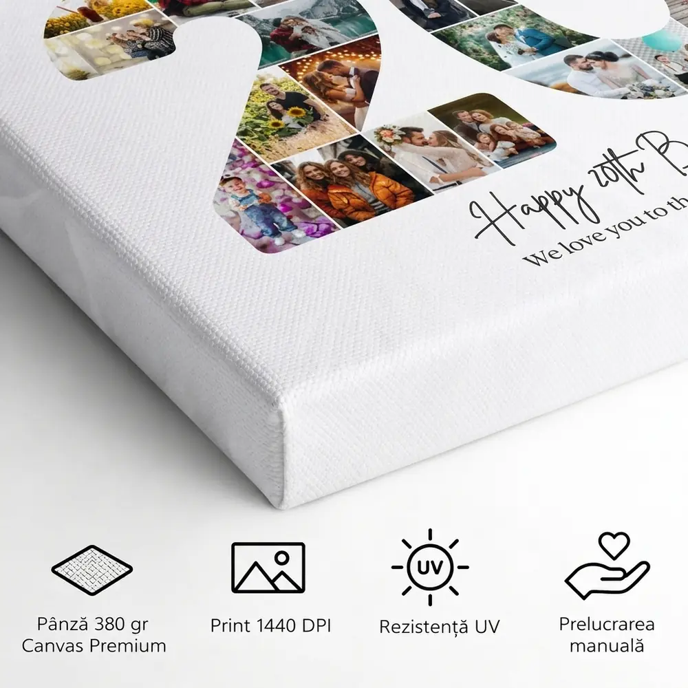 Tablou Personalizat Cadou Colaj Aniversare 20 de ani – detalii și specificații