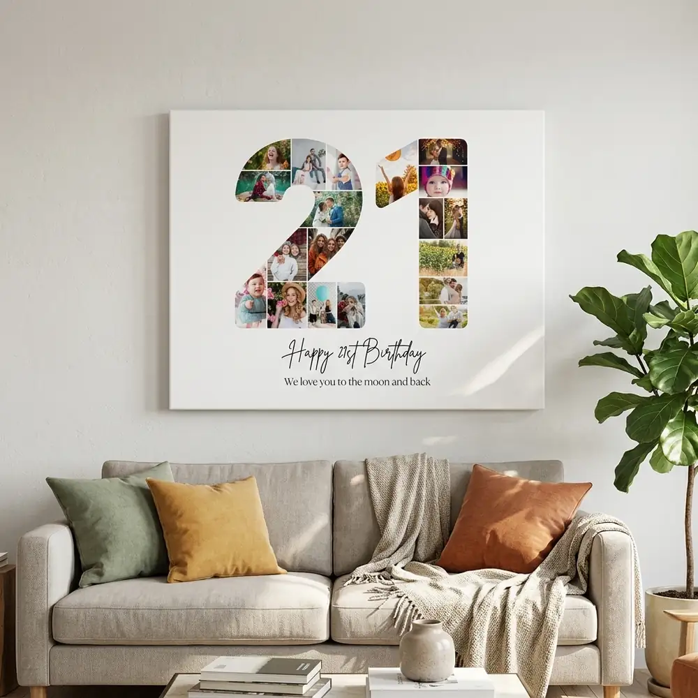 Tablou Personalizat Cadou Colaj Aniversare 21 de ani – tablou canvas în decor
