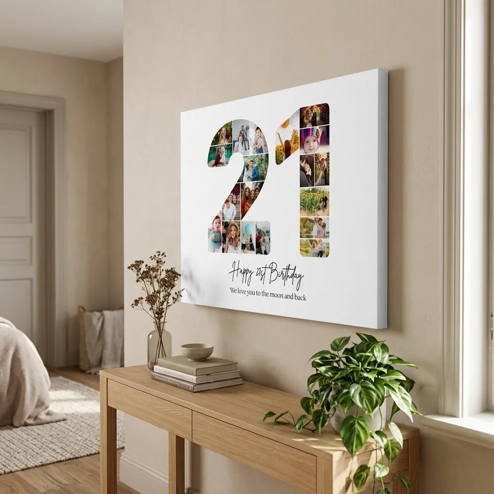 Tablou Personalizat Cadou Colaj Aniversare 21 de ani – tablou canvas în decor
