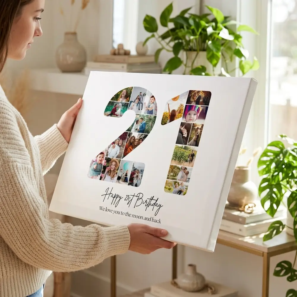 Tablou Personalizat Cadou Colaj Aniversare 21 de ani – tablou canvas în decor