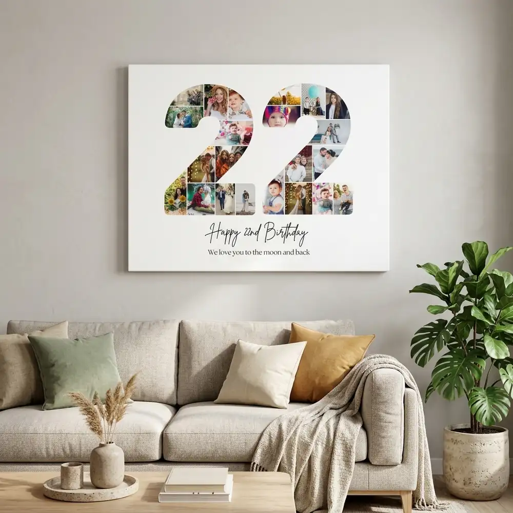 Tablou Personalizat Cadou Colaj Aniversare 22 de ani – tablou canvas în decor