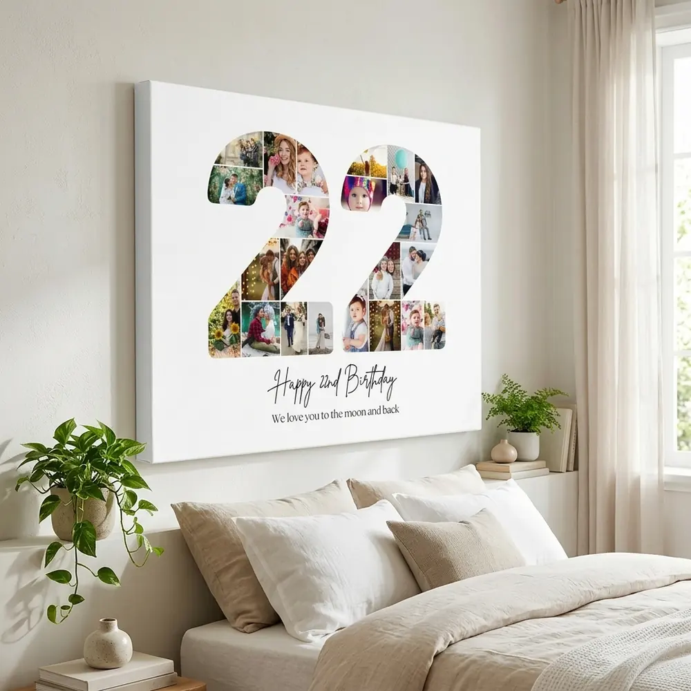 Tablou Personalizat Cadou Colaj Aniversare 22 de ani – tablou canvas în decor