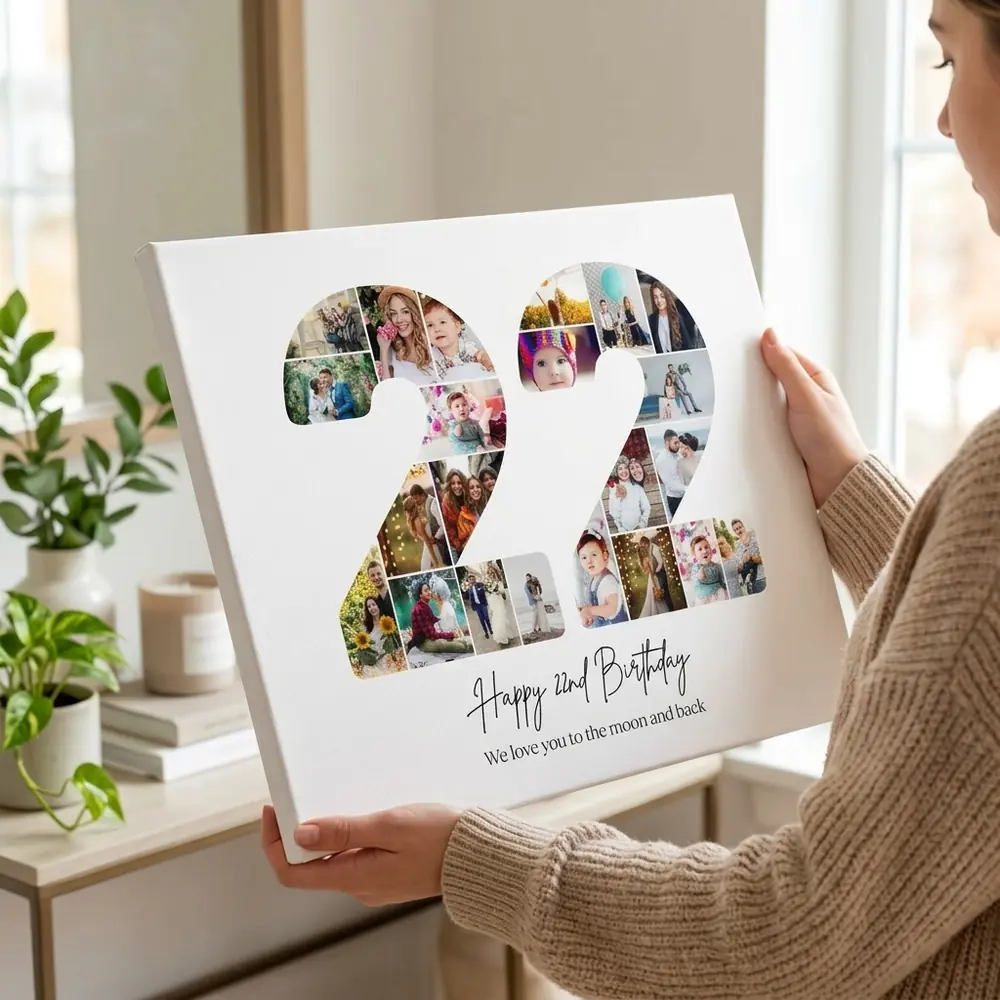 Tablou Personalizat Cadou Colaj Aniversare 22 de ani – tablou canvas în decor