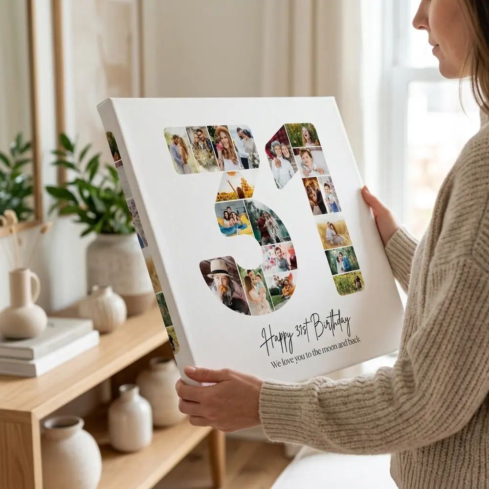 Tablou Personalizat Cadou Colaj Aniversare 31 de ani – tablou canvas în decor