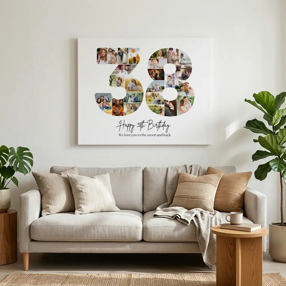 Tablou Personalizat Cadou Colaj Aniversare 38 de ani – tablou canvas în decor