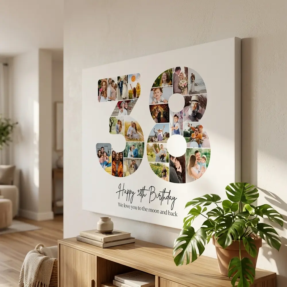 Tablou Personalizat Cadou Colaj Aniversare 38 de ani – tablou canvas în decor