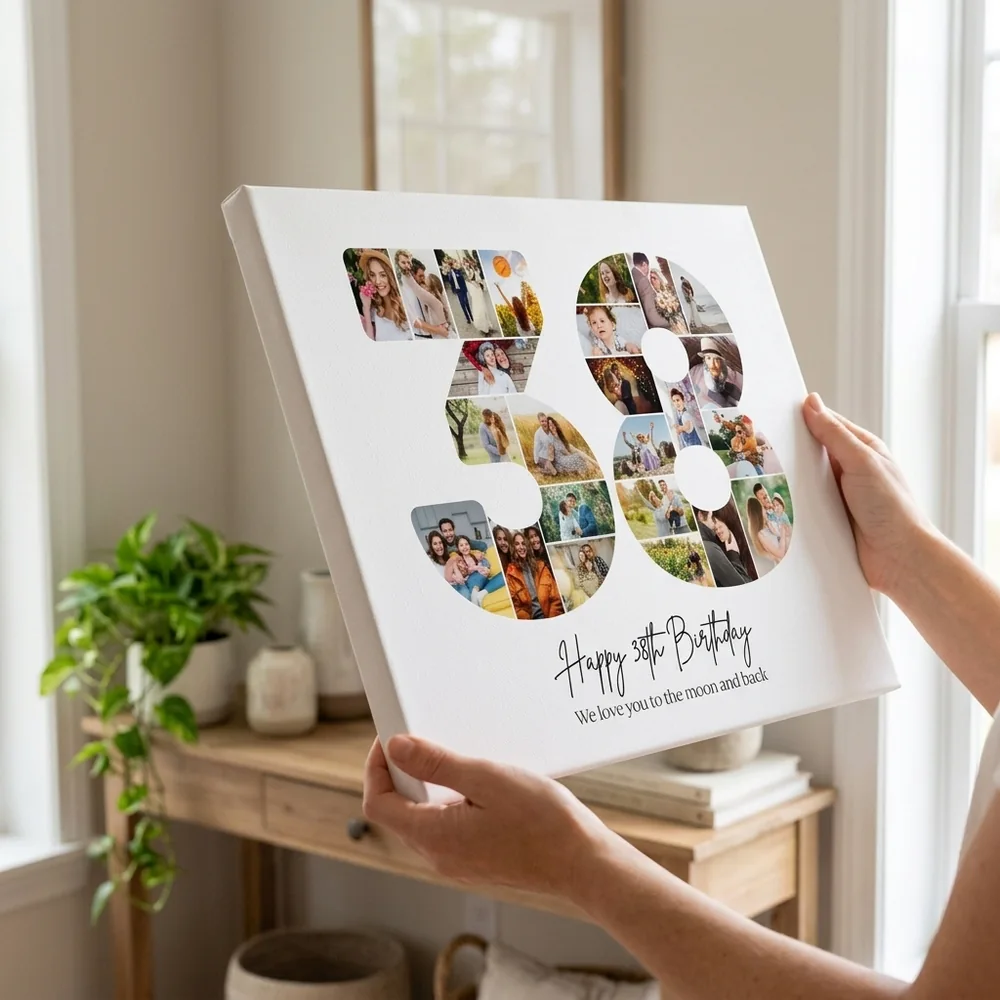 Tablou Personalizat Cadou Colaj Aniversare 38 de ani – tablou canvas în decor