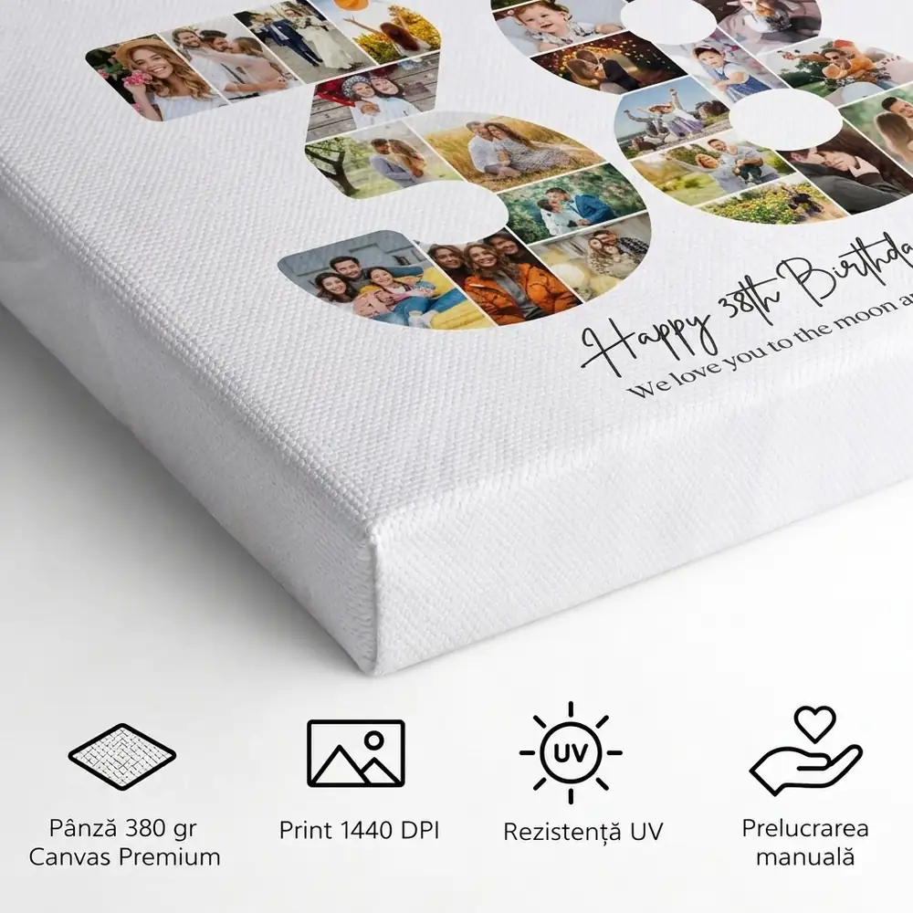 Tablou Personalizat Cadou Colaj Aniversare 38 de ani – detalii și specificații